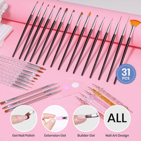beetles Nail Art Brushes Set with all components displayed