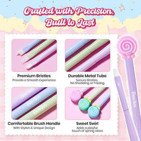 beetles Nail Art Brushes Set with decorative lollipop-style handles