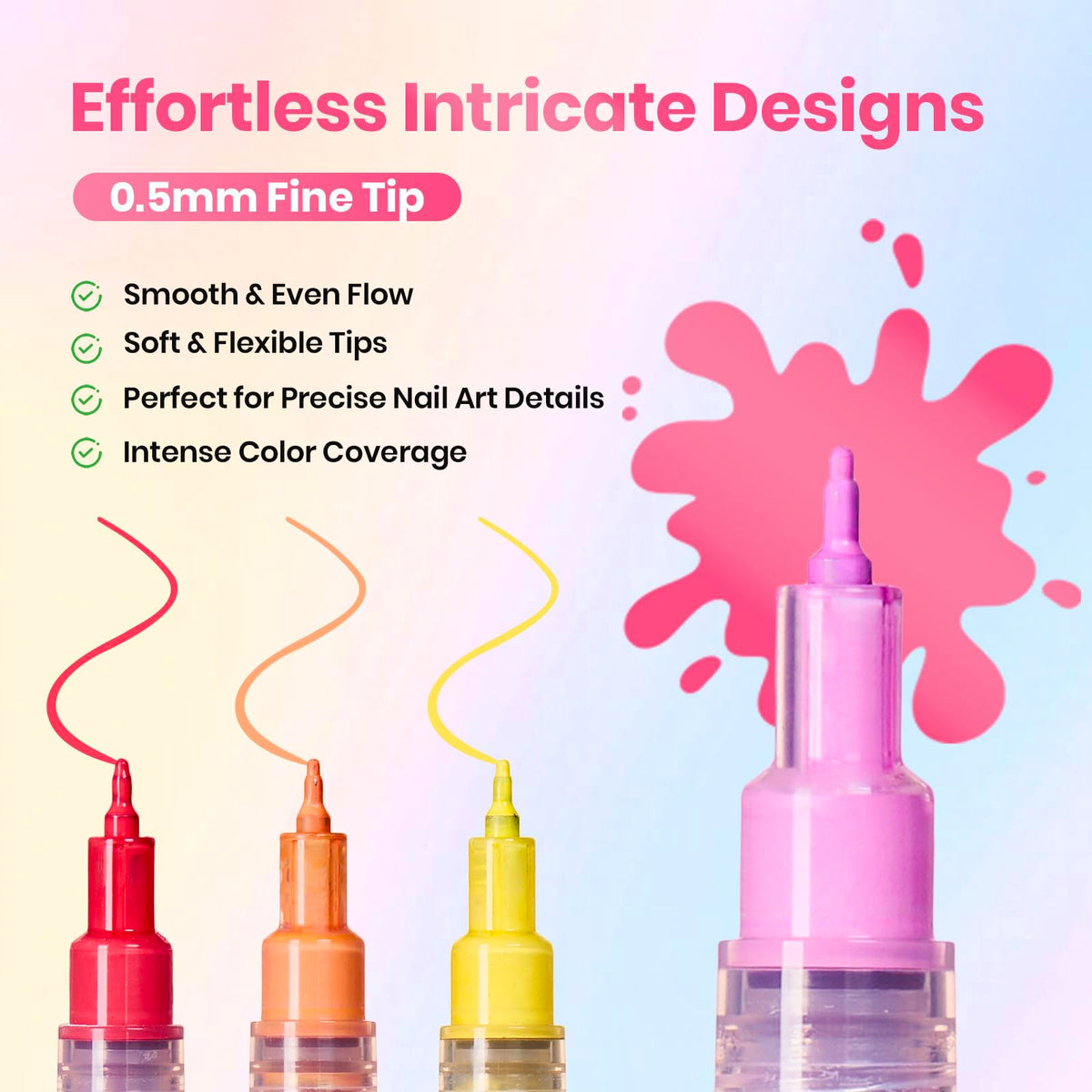 beetles Nail Art Pen with fine 0.5mm tip for detailed designs