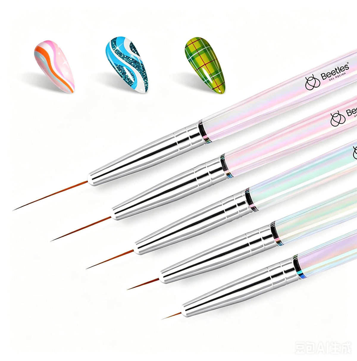 beetles Nail Art Pens Brushes Set with five different lengths