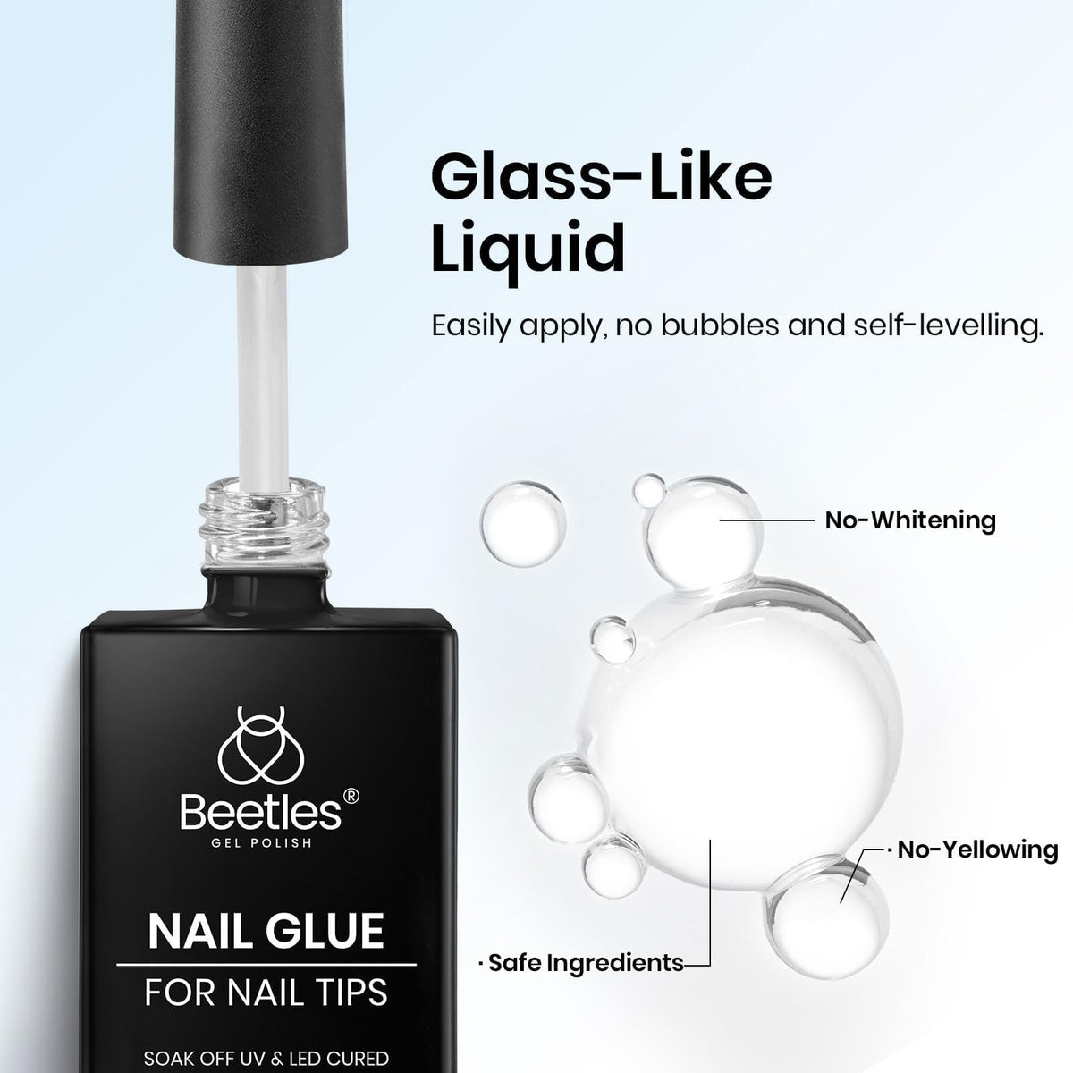 Beetles Nail Glue 10ml bottle on a nail art table