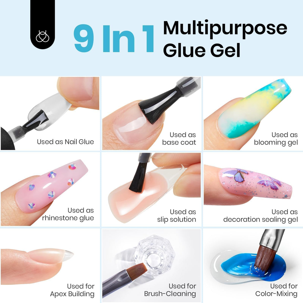 Beetles Nail Glue in use on acrylic nails