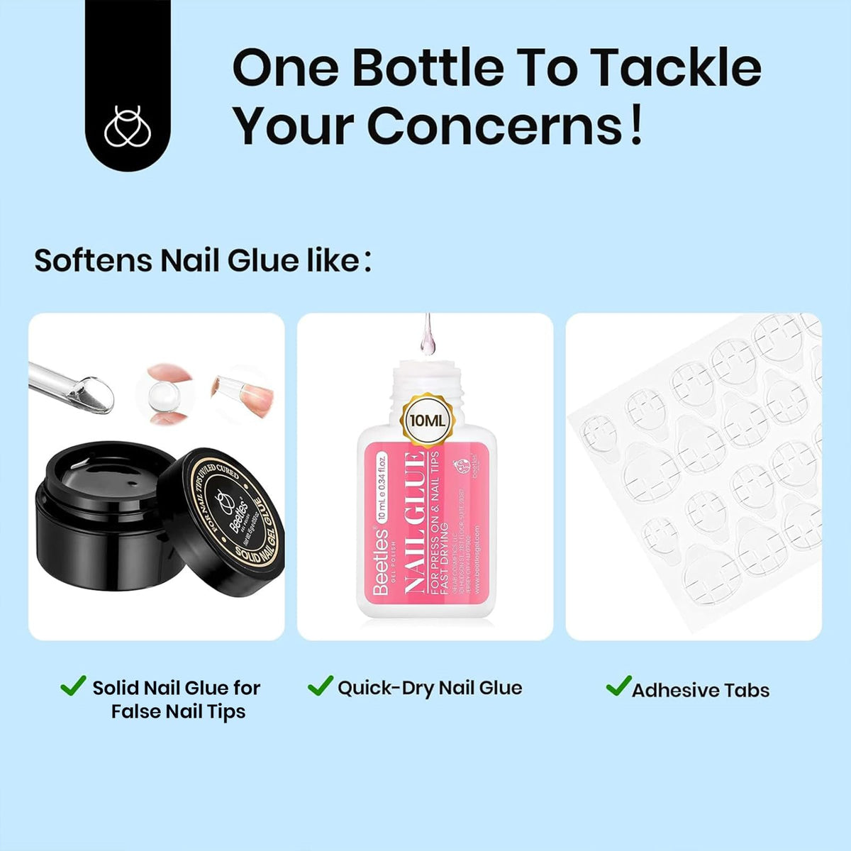 beetles Nail Glue Remover 20ml bottle side view