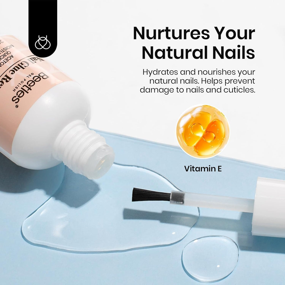 beetles Nail Glue Remover 20ml bottle with nails and tools