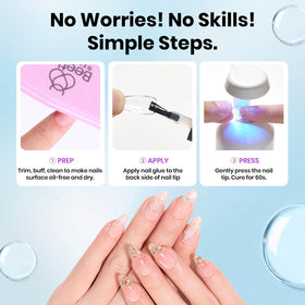 Beetles Nail Glue with rhinestones and nail tips