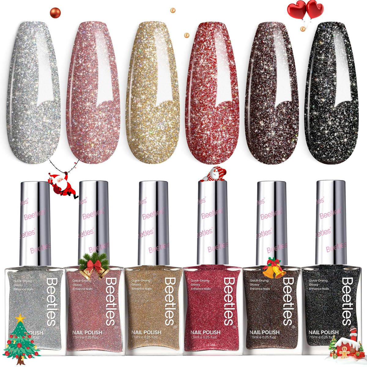 beetles nail polish in gold colour applied on nails