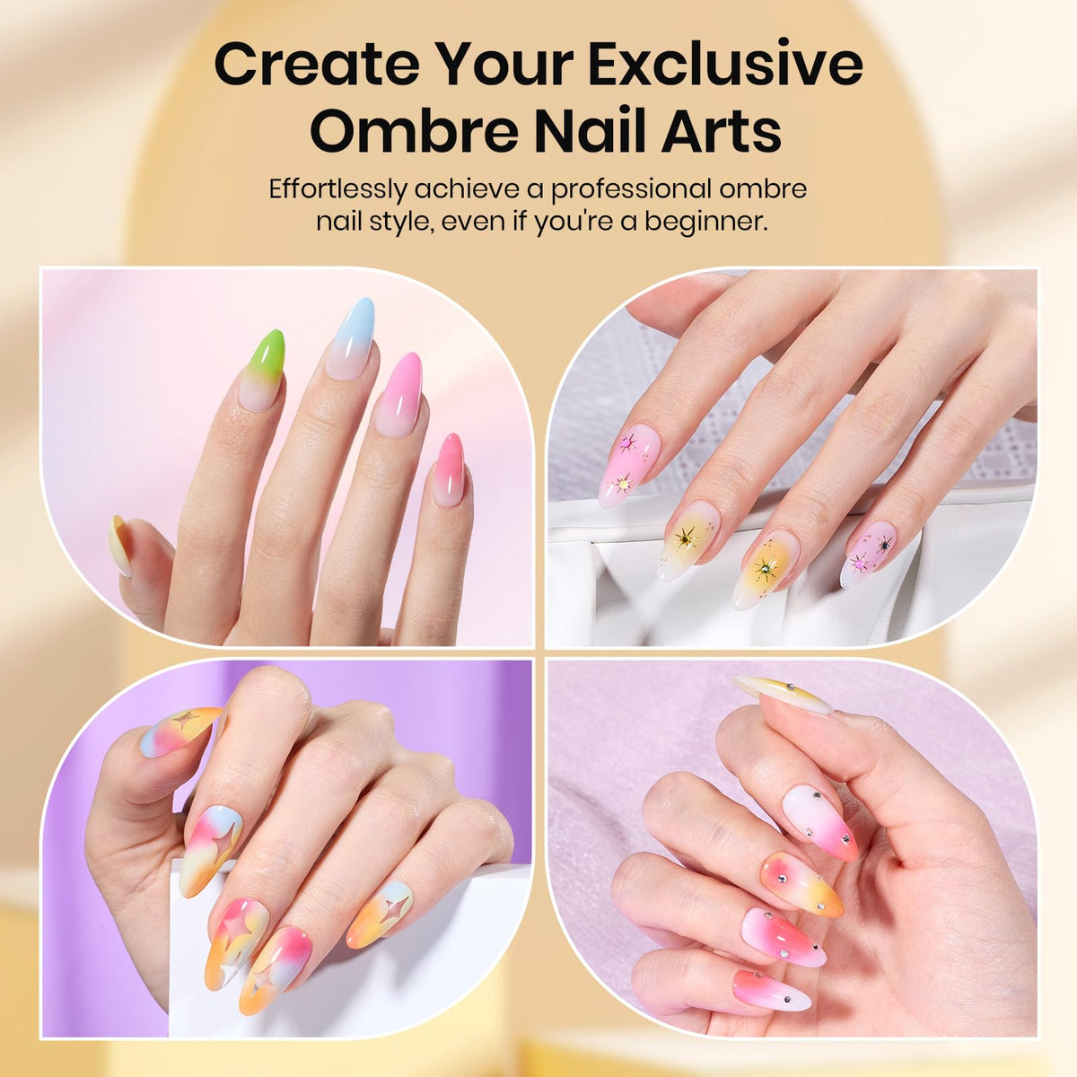 beetles Nail Sponges with gel polish for gradient effect