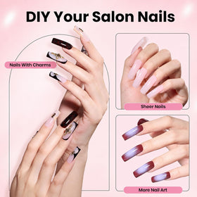 Beetles nail tips kit contents including UV lamp and nail glue