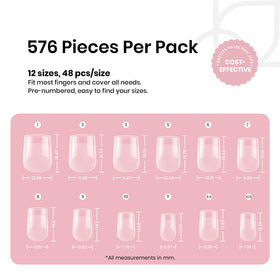 beetles nail tips packaging with size numbers