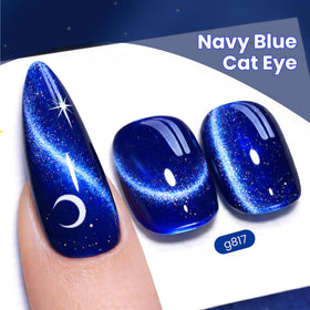beetles Navy Blue Cat Eye Gel Nail Polish 15ML bottle side view