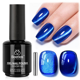 beetles Navy Blue Cat Eye Gel Nail Polish 15ML front view