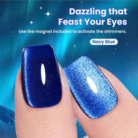 beetles Navy Blue Cat Eye Gel Nail Polish in packaging