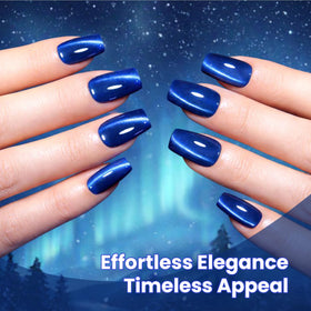 beetles Navy Blue Cat Eye Gel Nail Polish with magnetic stick