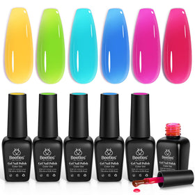 Beetles Neon Gel Nail Polish Set with 6 vibrant colours