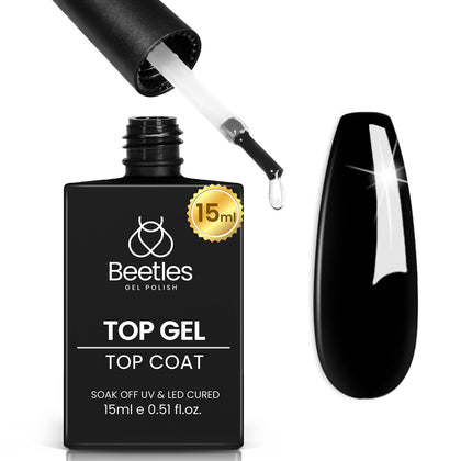 beetles No Wipe Gel Top Coat 15ml front view