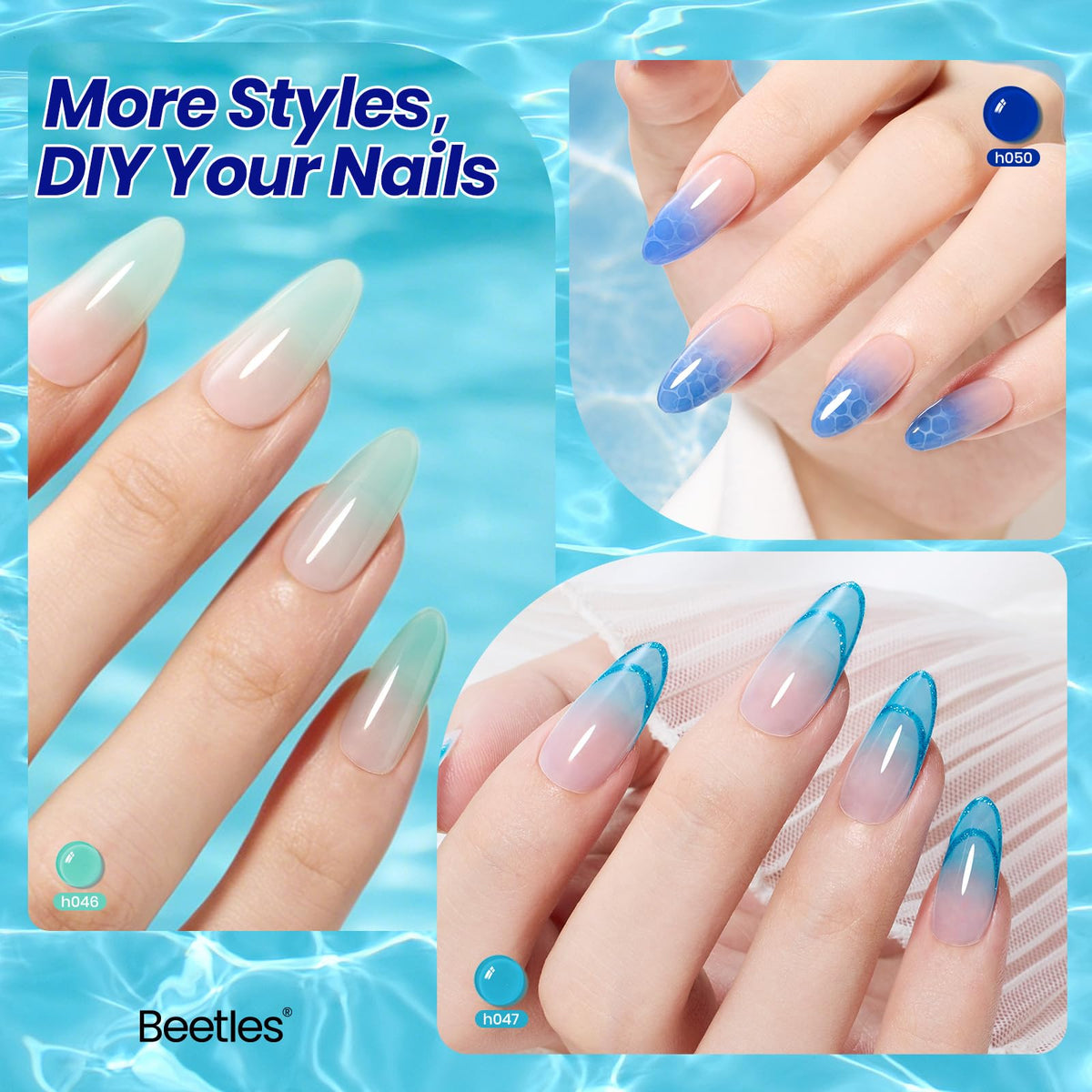 beetles Ocean Veil jelly gel polish application on nails