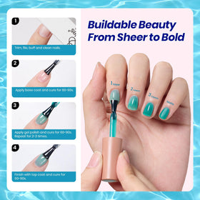 beetles Ocean Veil jelly gel polish in use at a beach
