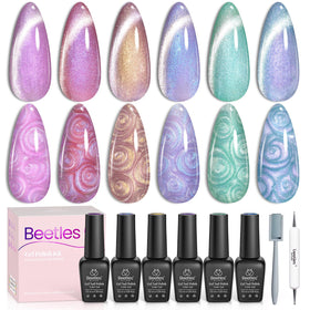 Beetles Pearl Cat Eye Gel Nail Polish Set with 6 colours