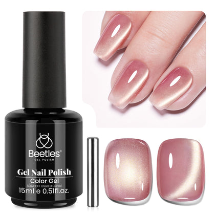 beetles Pink Cat Eye Gel Nail Polish 15ML front view