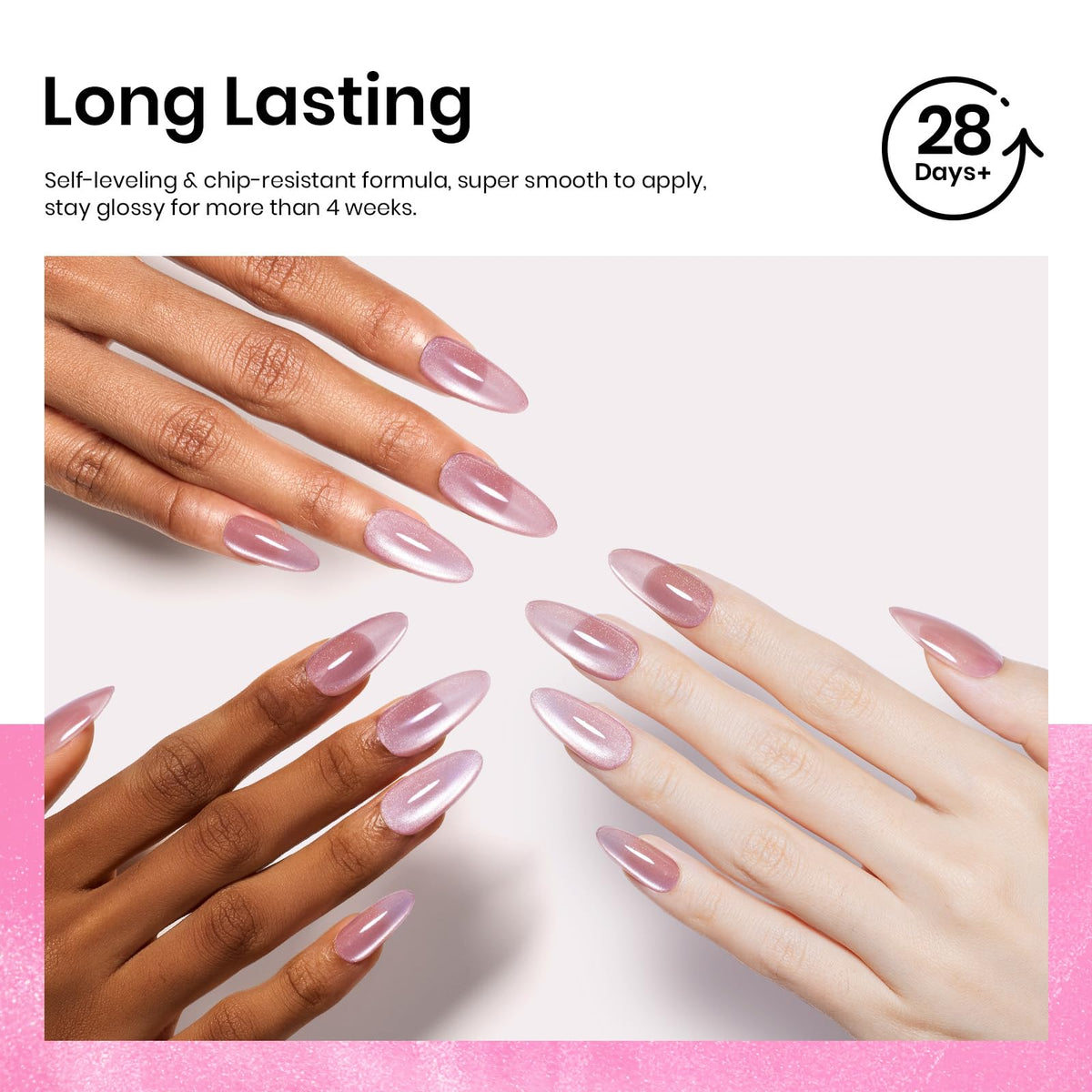 beetles Pink Cat Eye Gel Nail Polish 15ML with UV lamp