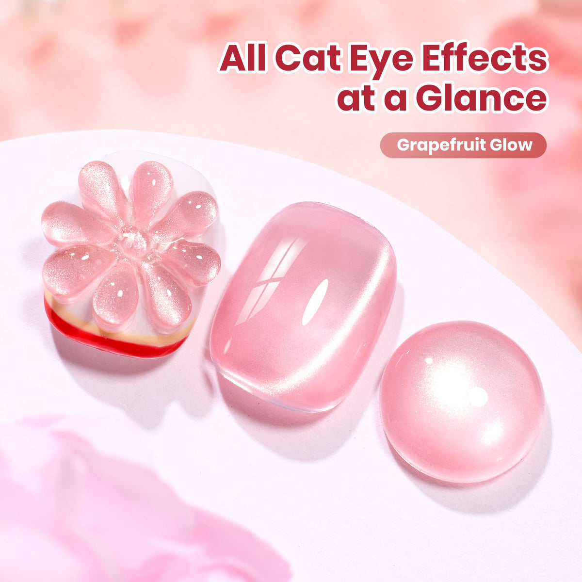 Beetles Pink Cat Eye Gel Nail Polish bottle with cap
