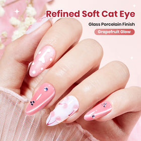 Beetles Pink Cat Eye Gel Nail Polish with UV lamp setup