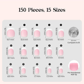 beetles Pink French Tips Press On Nails displayed on a hand
