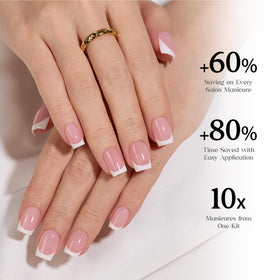 beetles Pink French Tips Press On Nails in packaging