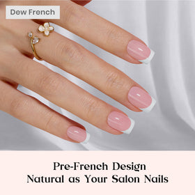 beetles Pink French Tips Press On Nails showing various sizes