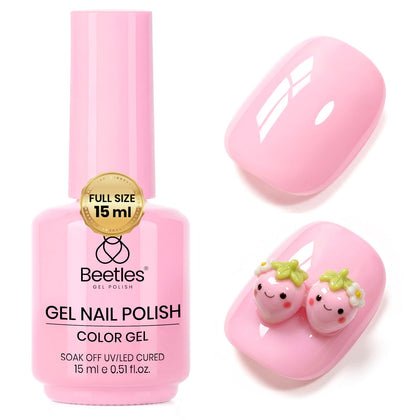 beetles Pink Gel Polish Strawberry Cream 15ML front view