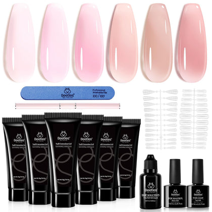 Beetles Poly Extension Gel Nail Kit packaging with 6 colours
