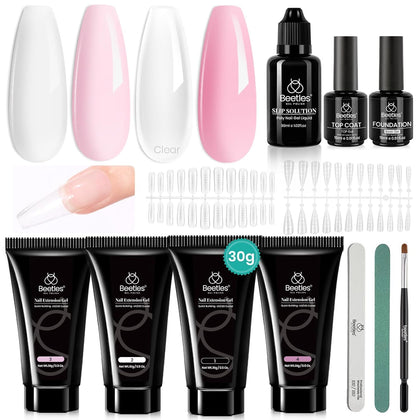 beetles Poly Nail Extension Gel Kit with 4 colours and accessories