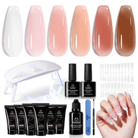 beetles Poly Nail Gel Kit 6 colours jelly nude front view