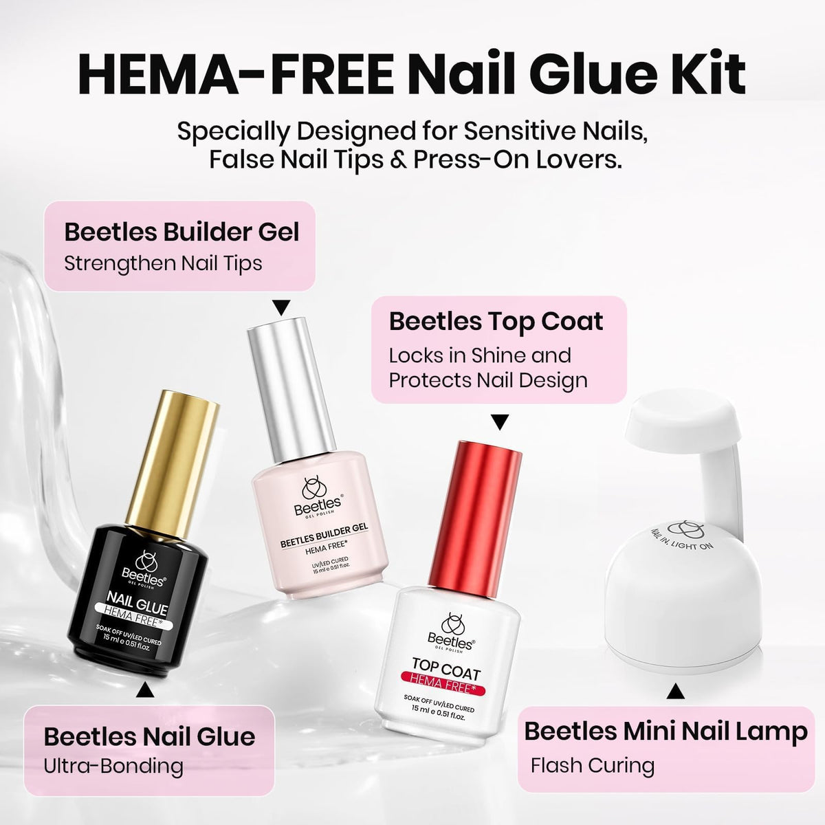 beetles portable nail lamp included in the nail tips glue kit