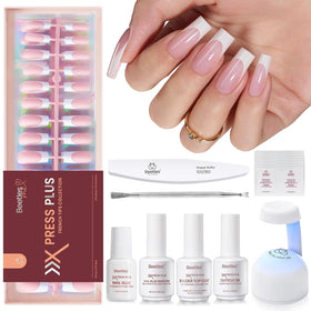 Beetles Press On Nail Kit Long Square French Tip 224 Pcs front view