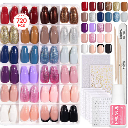 beetles Press On Nails Kit Bubble Pop front view with assorted colours
