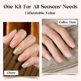 beetles Press On Nails Kit Caramel Drift close-up of nail styles
