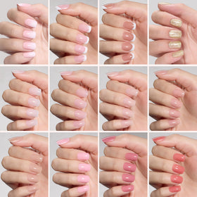 beetles Press On Nails Kit Caramel Drift with a variety of nail designs