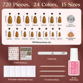 beetles Press On Nails Kit with a close-up of adhesive tabs