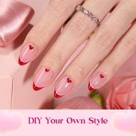 beetles Press On Nails Romantic Dream short almond tips close-up