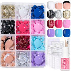 beetles Press On Toe Nails Kit 288 pcs assorted colours
