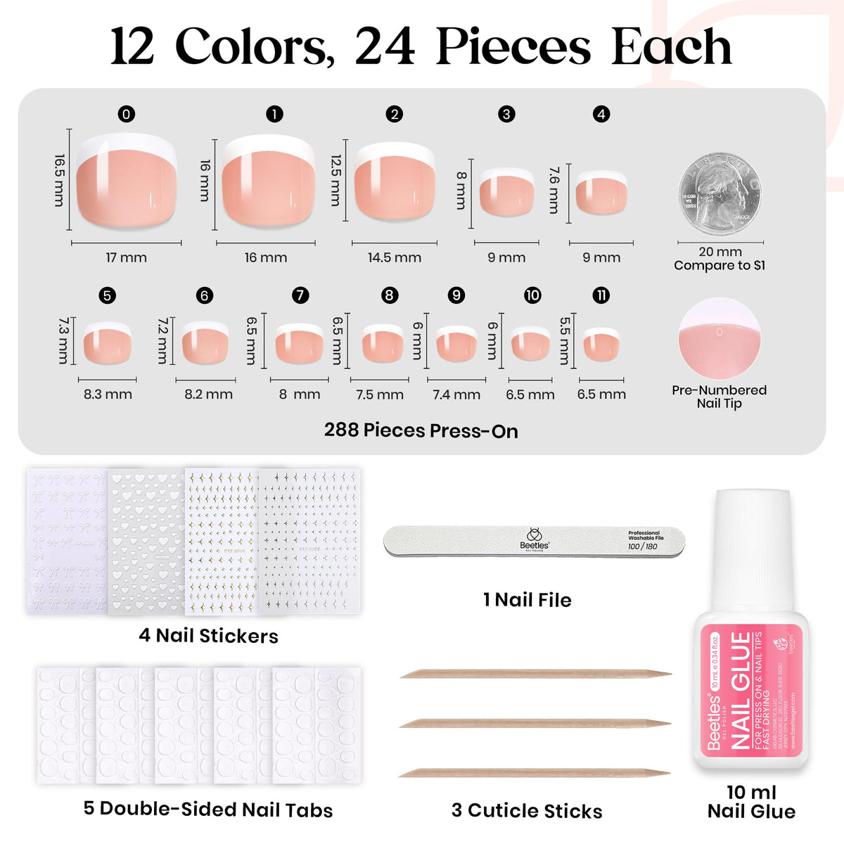 beetles Press On Toe Nails Kit applied on toes