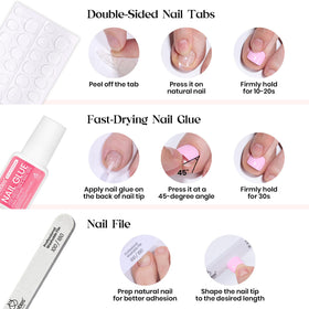beetles Press On Toe Nails Kit displaying various nail styles