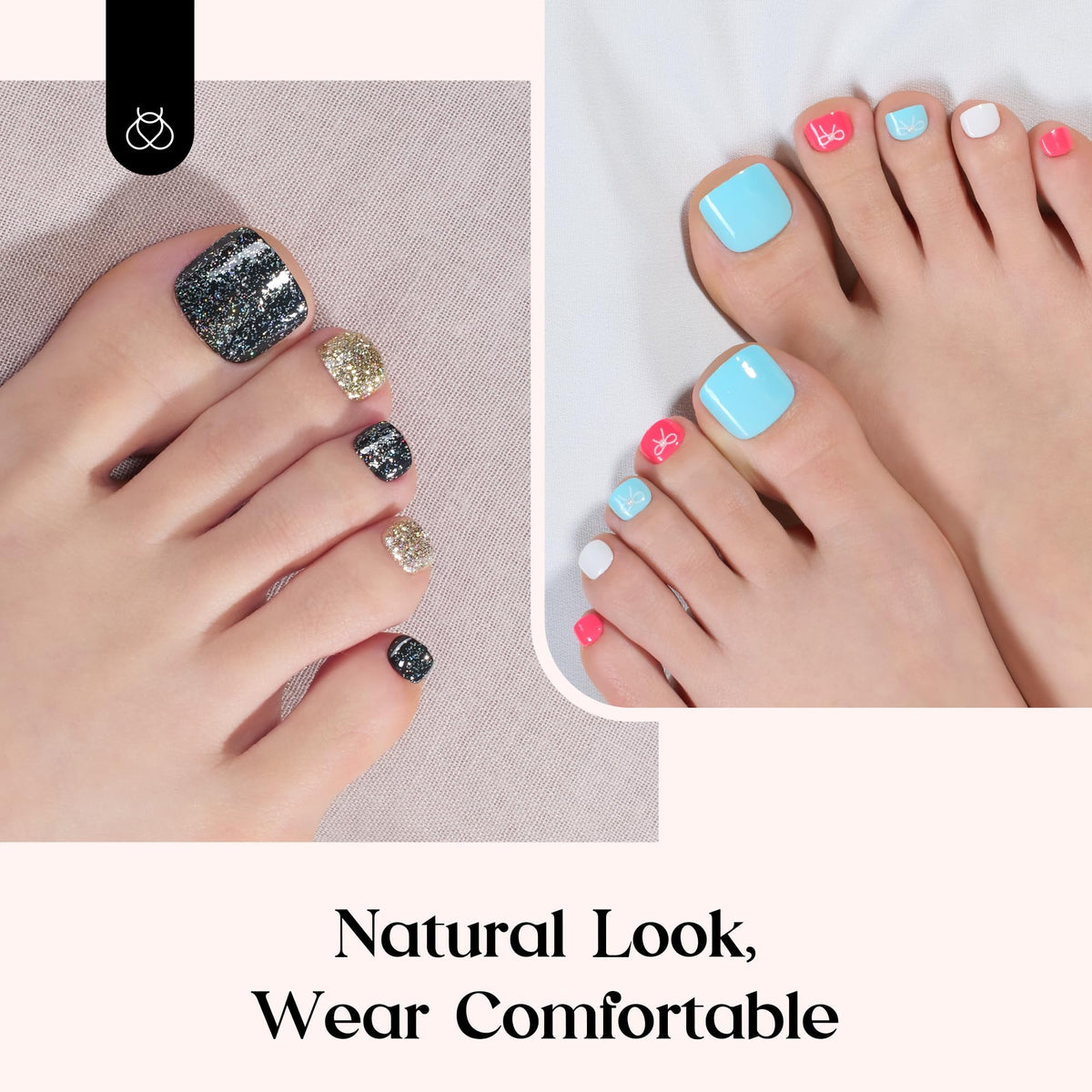 beetles Press On Toe Nails Kit nail file and stickers