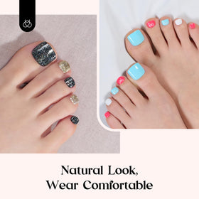 beetles Press On Toe Nails Kit nail file and stickers