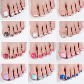 beetles Press On Toe Nails Kit showing glossy and glitter nails