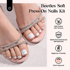 beetles Press On Toe Nails Kit with nail glue and adhesive tabs