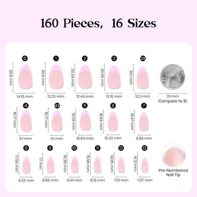 Beetles Purple French Tips Press On Nails displayed with nail art tools