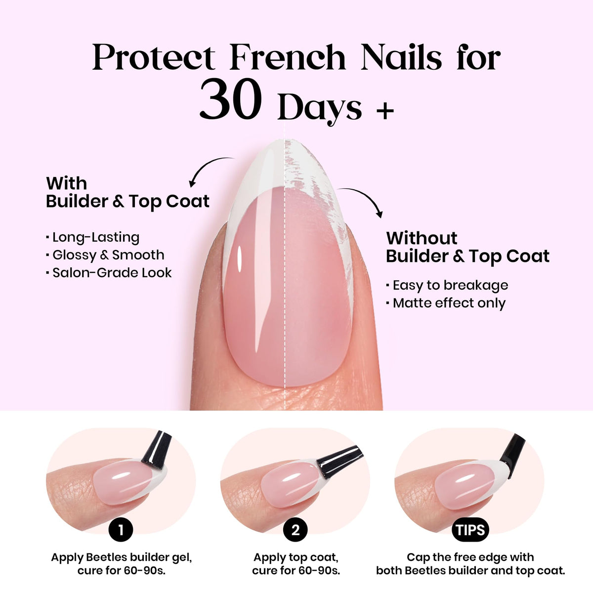 Beetles Purple French Tips Press On Nails in a lifestyle setting
