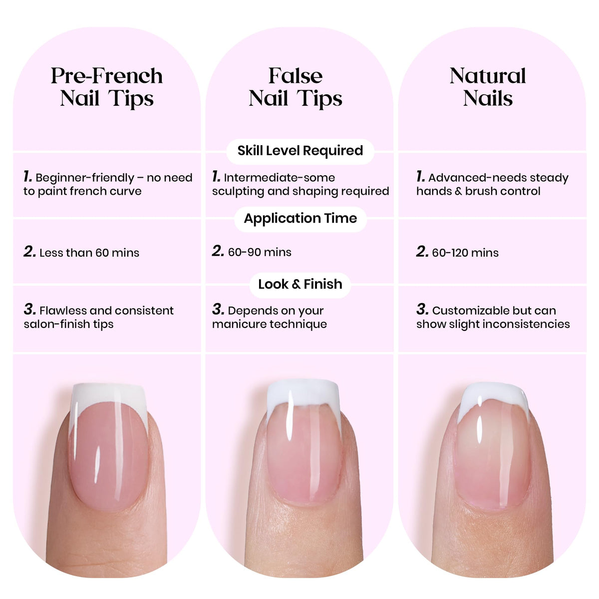 Beetles Purple French Tips Press On Nails showing different designs